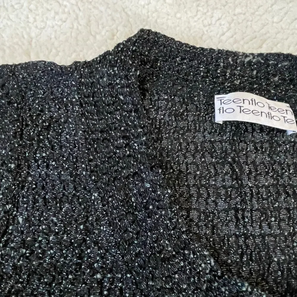 Teenflo Paris Black Marled Knit Sweater Long Sleeve Textured Top T10
